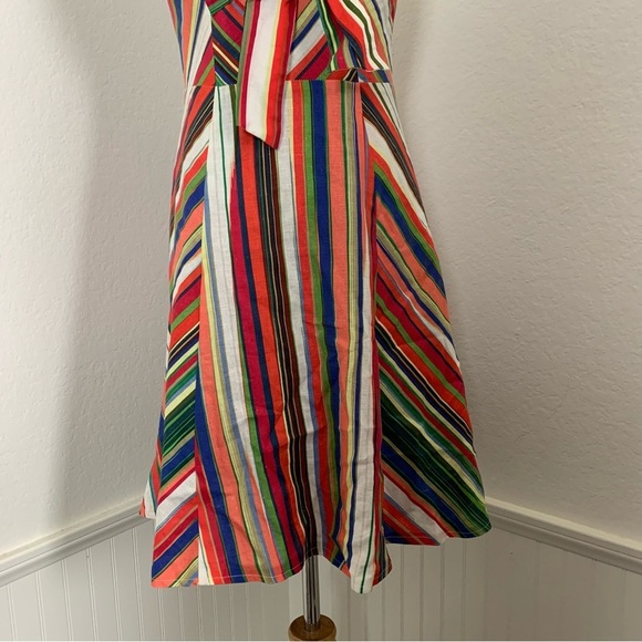 Parker Womens Striped Rainbow Rosemary Dress LinenBlend Womens 4 Sundress - Picture 8 of 17